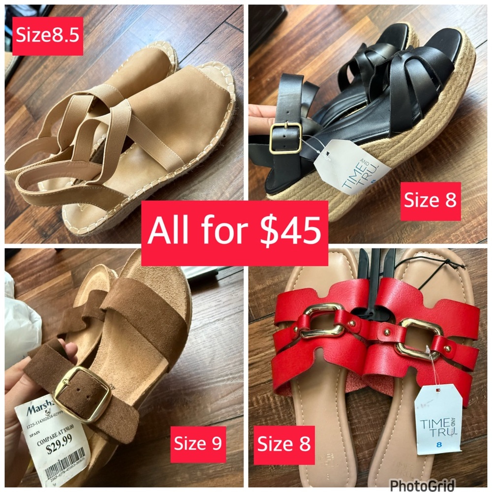 Time and Tru Women's Sandals - Black, Brown, Red